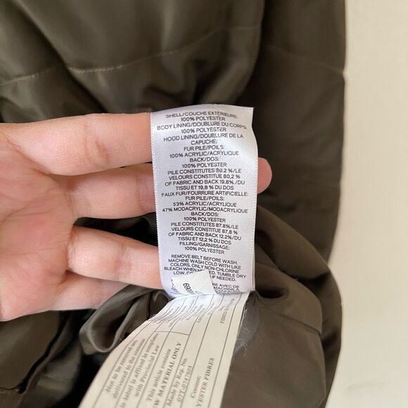 Express olive green belted puffer jacket - Picture 7 of 7